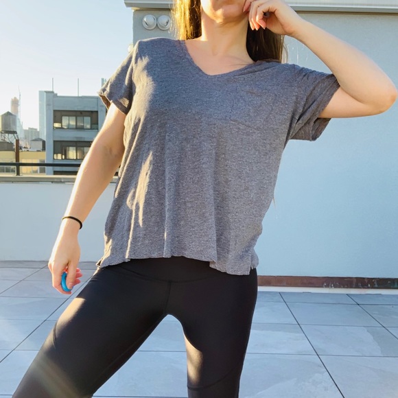 Madewell Gray Basic T-hirt V-Neck Drop Shoulder Top Shirt Oversized Plus - Picture 13 of 16